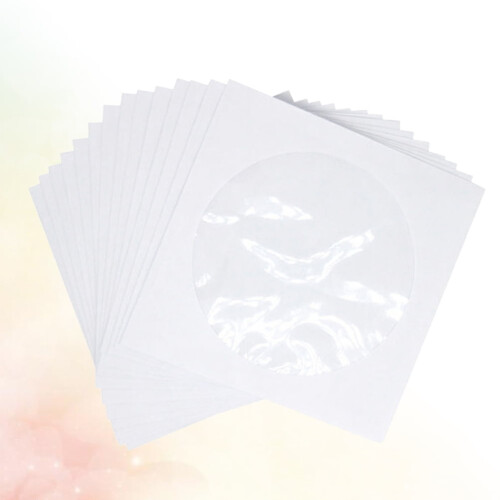 OUNONA CD DVD Discs 100Pcs White Rectangular Storage Pouch for Dustproof Home Cinema Daily Use