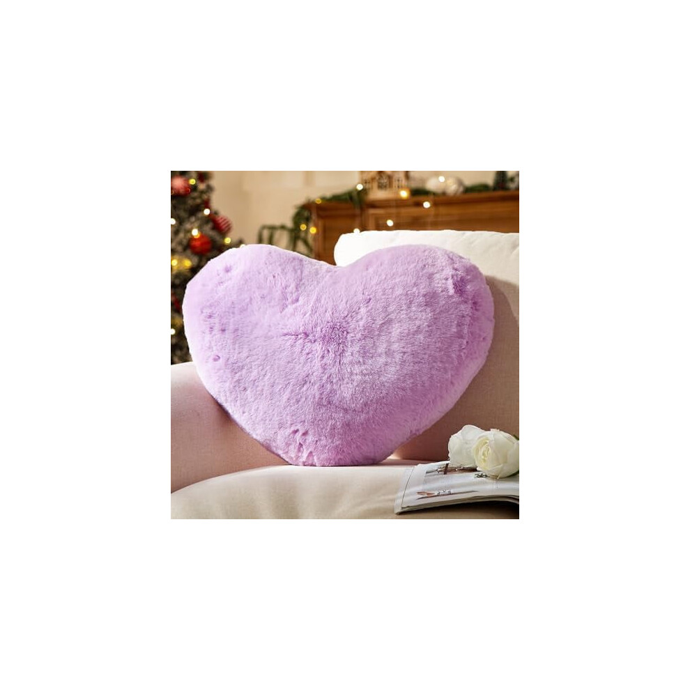 Heart Pillows, 10X11", Faux Rabbit Throw Pillows For Her, Kids & Girls – Love-Themed Home Decor Gifts Purple