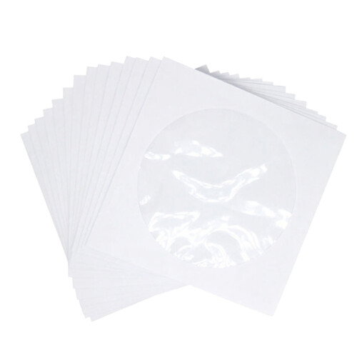 OUNONA CD DVD Discs 100Pcs White Rectangular Storage Pouch for Dustproof Home Cinema Daily Use 2