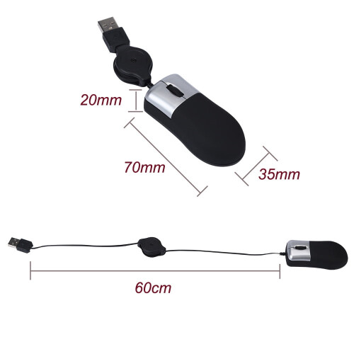 CanGong Mini Retractable USB Optical Scroll Wheel Wired For Laptop Notebook PC 2