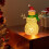 Lighted Acrylic Snowman Figurine 9 inch Green 6