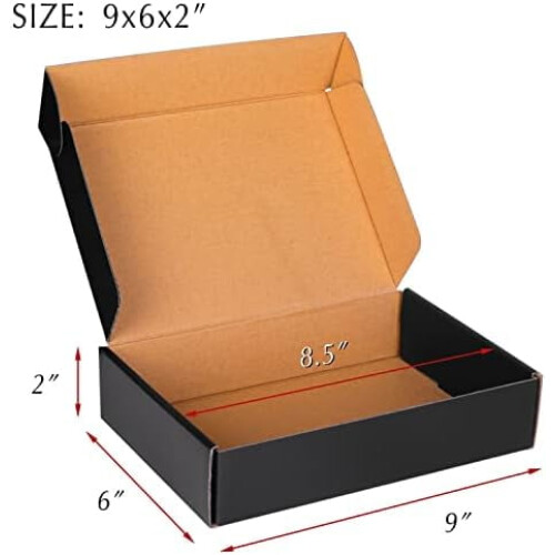 9x6x2 Black Cardboard Boxes - 30 Pack, Shipping & Mailing Boxes, Corrugated Packaging 1