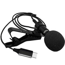Microfone mini para celular com conector padrão Type-C para gravação.