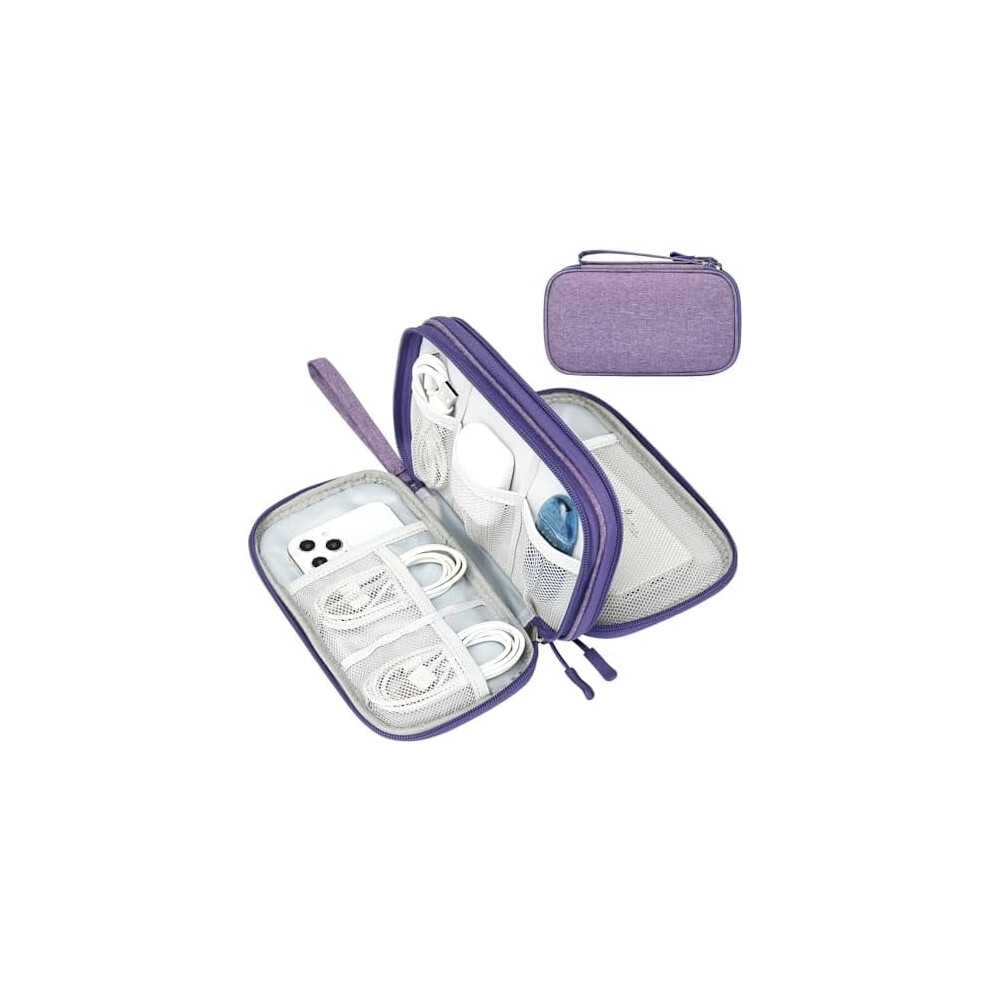 Electronic Organizer Bag Â Portable Waterproof Double-Layer Cable & Charger Carry Case, Compatible With Phones, Dark Purple 9482726815617