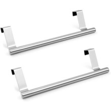 Lot de 2 porte-serviettes de porte en acier inoxydable, barre porte-serviettes à suspendre à la porte d'un placard de cuisine, porte-serviettes