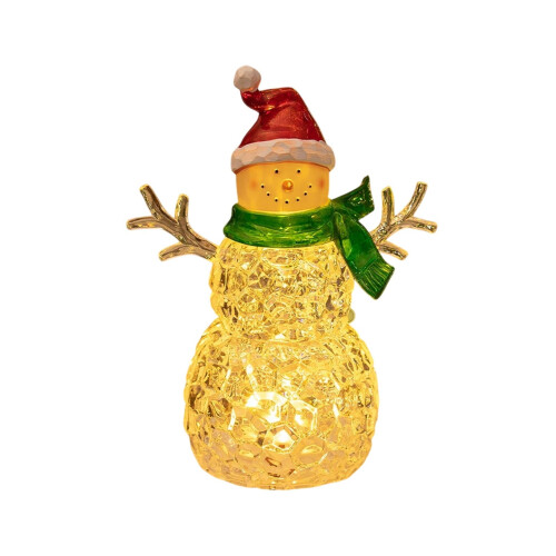 Lighted Acrylic Snowman Figurine 9 inch Green 1