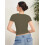 T-shirt da donna a maniche corte con scollo quadrato, foderata, basic, vestibilità slim. 3