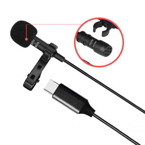 Microfone mini para celular com conector padrão Type-C para gravação. 1
