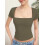 T-shirt da donna a maniche corte con scollo quadrato, foderata, basic, vestibilità slim. 5