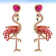 WHAMVOX1 Paar Flamingo-vormige Oorbellen Stijlvolle Oordruppelaccessoires Casual Sieraden voor Dames Feestornament Rood