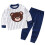 Σετ πιτζάμας από βαμβάκι για νήπια 3M-5Y, απαλό μονόχρωμο/ριγέ/αρκουδάκι, 1