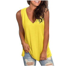 Zomerse casual tanktops, effen kleur, mouwloos, V-hals, tuinblouse, vakantie, strand, damesvest.