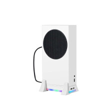 Ventilateur de refroidissement vertical avec éclairage RGB pour console Xbox Series S, accessoires blancs et noirs.