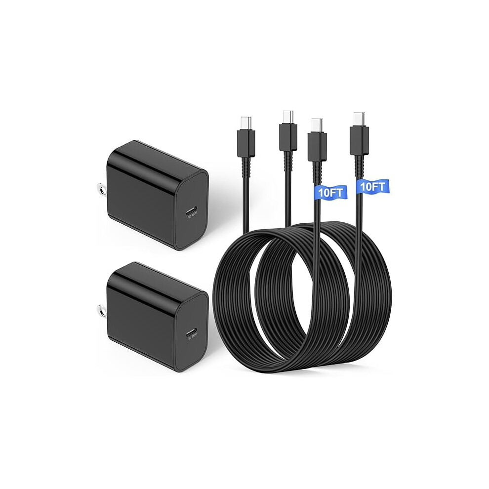45W Usb-C Cable 10Ft 2-Pack + Wall Charger, Compatible With Samsung Super Fast Charging & Galaxy S24/S23/S22/S21/Note 9180479042358
