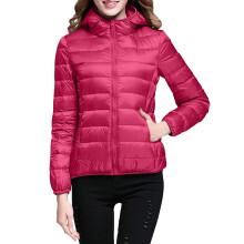 Keenn dames opvouwbare donsjas lichtgewicht pufferjas met capuchon winterjas felroze L