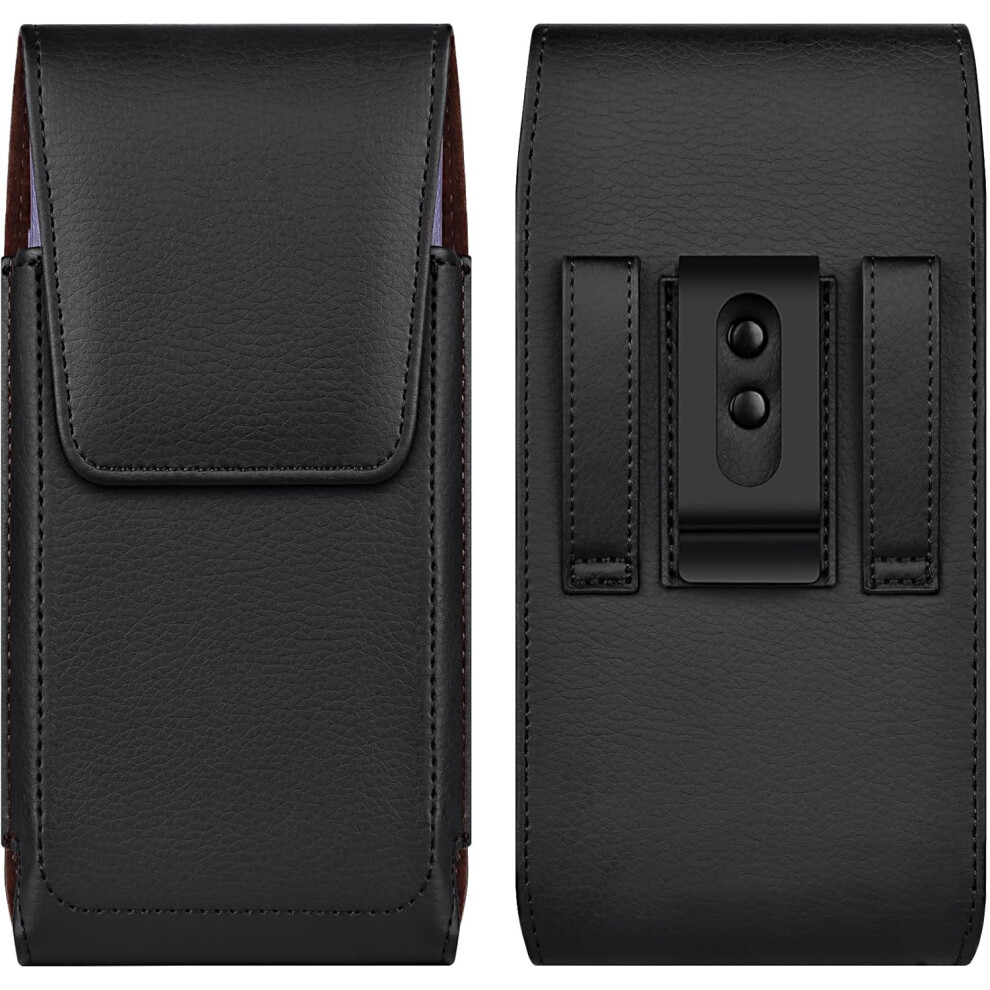 Leather Phone Holster Belt Clip Magnetic Black 9122141313106