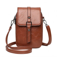 Dámske crossbody kabelky GASTROPOD, 13x6x20cm malé hnedé kabelky s konektorom pre slúchadlá a odnímateľným háčikom – kompatibilné so