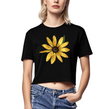 Trendy crop top met bloemenprint voor dames - Topje met blote navel, plus size XS-XL, comfortabele katoenen basics