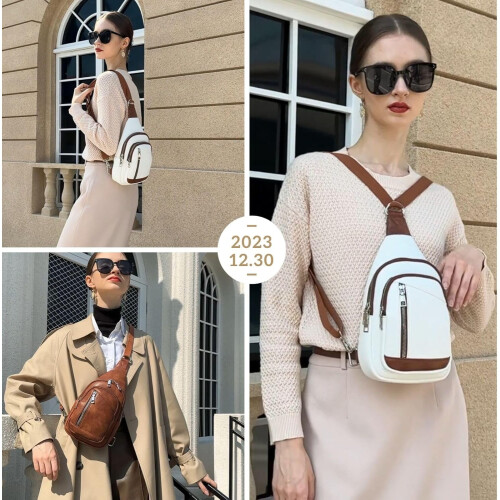 Σακίδιο πλάτης Sling Bag Crossbody - Δερμάτινη τσάντα ώμου 2 σε 1 με 2 αφαιρούμενα λουράκια 2