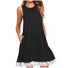 Plus Size Klänningar för Dam Casual Kortärmad Axelband Avslappnad Casual Kort Klänning Strandklänningar Festklänningar 4XL-5XL