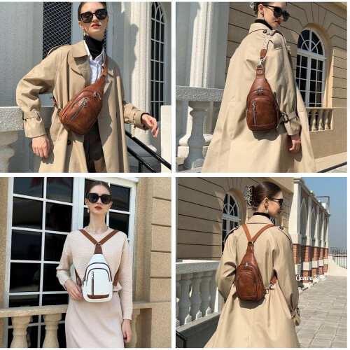 Σακίδιο πλάτης Sling Bag Crossbody - Δερμάτινη τσάντα ώμου 2 σε 1 με 2 αφαιρούμενα λουράκια 1
