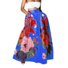 Geblümter Rock für Damen, trendiger Sommer-Maxirock mit hohem Bund und Taschen für Strand und Freizeit