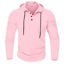 Sweat à capuche homme décontracté à boutons, col rond, manches longues, tailles S à 3XL