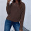KDFJPTH Cardigan-Pullover für Damen, Langarm-Pullover, einfarbig bedruckt, Kaffee S 2