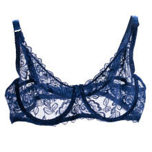 Sutiã feminino sexy e transparente com aro de aço, da lulshou, ideal para uso diário (azul-marinho, tamanho P).