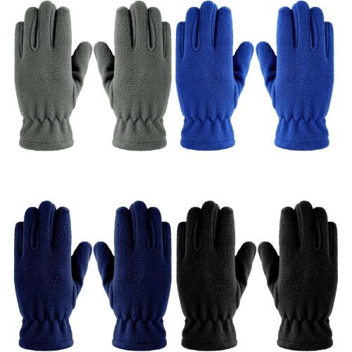 4 ζευγάρια παιδικά γάντια Polar Fleece για ολόκληρα δάχτυλα, ζεστά, μαλακά χειμερινά