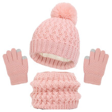 3 Pcs Kids Winter Hat Gloves Scarf Set, Toddler Knitted Beanie Hat Neck Warmer Mittens Fleece Lined Set for Boys and Girls
