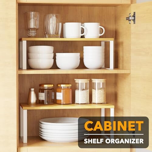 2er-Pack Küchenregal-Organizer aus Bambus – stapelbar & 2