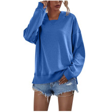 Polyester Damen Langarm-Tops, einfarbig, V-Ausschnitt, elegante Damenblusen, lässige Langarm-Tops