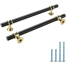 Cabinet Handles Black Gold 6.25 Inch Center 10 Pack