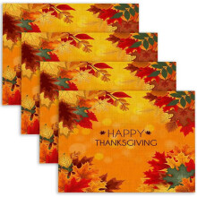 Sets de table en lin à motif feuilles d'automne (lot de 4)
