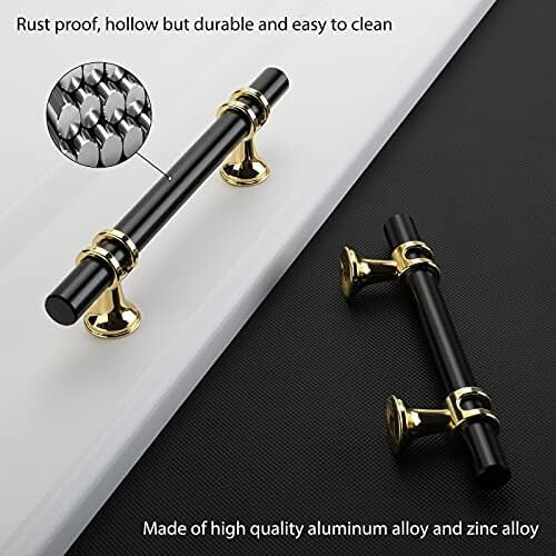 Cabinet Handles and Knobs Black Gold 3-3/4 inch 10 Pack 2