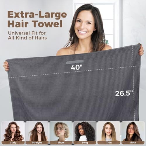 Pacote com 2 Toalhas de Cabelo de Microfibra 40x20in com Textura Waffle 1