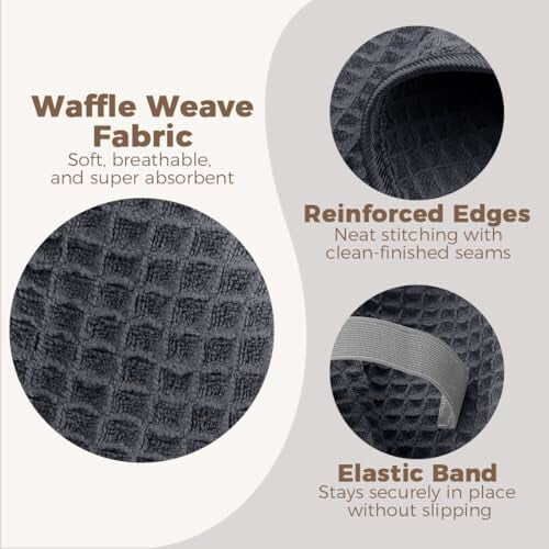 Pacote com 2 Toalhas de Cabelo de Microfibra 40x20in com Textura Waffle 2