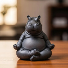 Figurine hippopotame maladroit en résine, sculpture animale mignonne pour décorer un bureau, cadeau fantaisiste pour les amateurs de yoga, humour