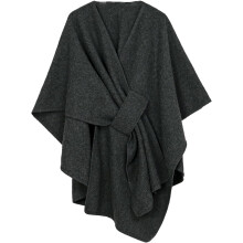 Gilet châle chaud ouvert sur le devant pour femme, idéal pour l'hiver - Couleur unie, style cape-couverture, confortable au quotidien
