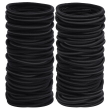 100 elastici per capelli da donna, 4 mm, neri, per coda di cavallo, diametro 2 pollici, adatti a capelli da medi a spessi (4 mm, neri)