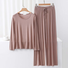 Pyjama voor dames, 2-delige set met lange mouwen, bestaande uit een pyjamatop met V-hals en een broek met elastische taille en trekkoord.