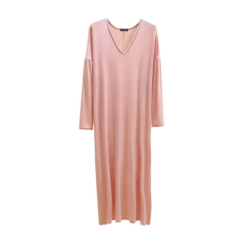 Camicie da notte da donna, maniche a 3/4, scollo a V, lunghe, casual, comode, da notte 1