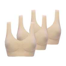 Soutien-gorge confort 3 pièces, sans coutures, avec coussinets amovibles, idéal pour la nuit, le yoga et le sport (tailles B à XL).