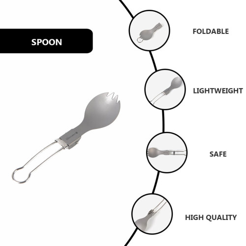 Πτυσσόμενο πιρούνι Spork1Pack από τιτάνιο, κιτ για κάμπινγκ, καθημερινή χρήση γευμάτων 2