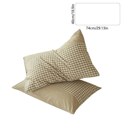 Σετ μαξιλαροθηκών Gingham σε χακί και βουβαλίσιο πράσινο, 2 τεμ., 18"30", πλυμένο 2