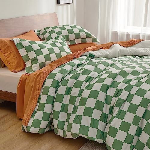 Σετ παπλώματος Queen Size - Σετ παπλώματος με καρό για αγόρια, 3 τεμάχια, 1 μαλακό 2