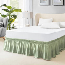 Jupe de lit King Size, retombée de 56 cm, élastique, qualité hôtelière, vert sauge, compatible avec les lits réglables