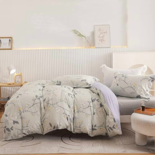 Parure de lit 3 pièces à motif floral, format King – 100 % coton 2