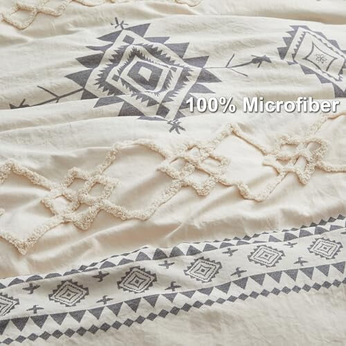 Set copripiumino singolo in stile boho, microfibra verde salvia e beige 2